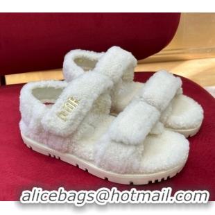 Durable Dior Dioract Shearling Sandals White 110117