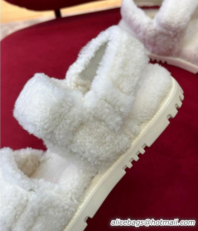 Durable Dior Dioract Shearling Sandals White 110117