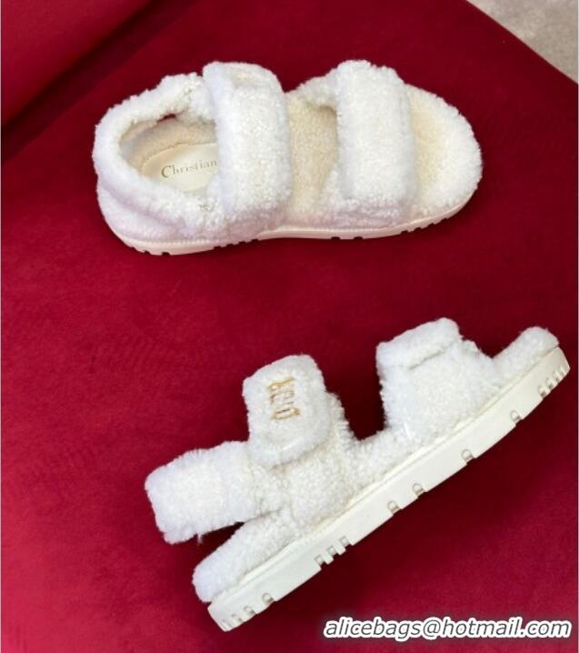 Durable Dior Dioract Shearling Sandals White 110117