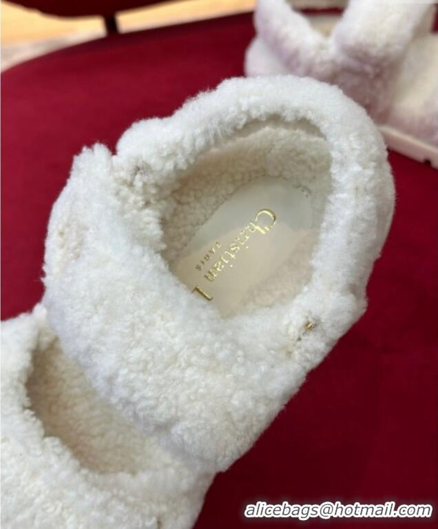 Durable Dior Dioract Shearling Sandals White 110117