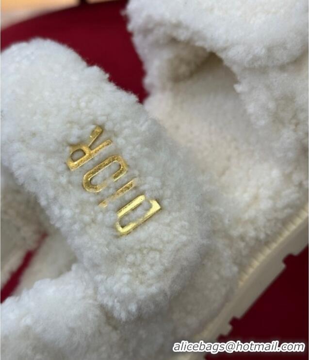 Durable Dior Dioract Shearling Sandals White 110117