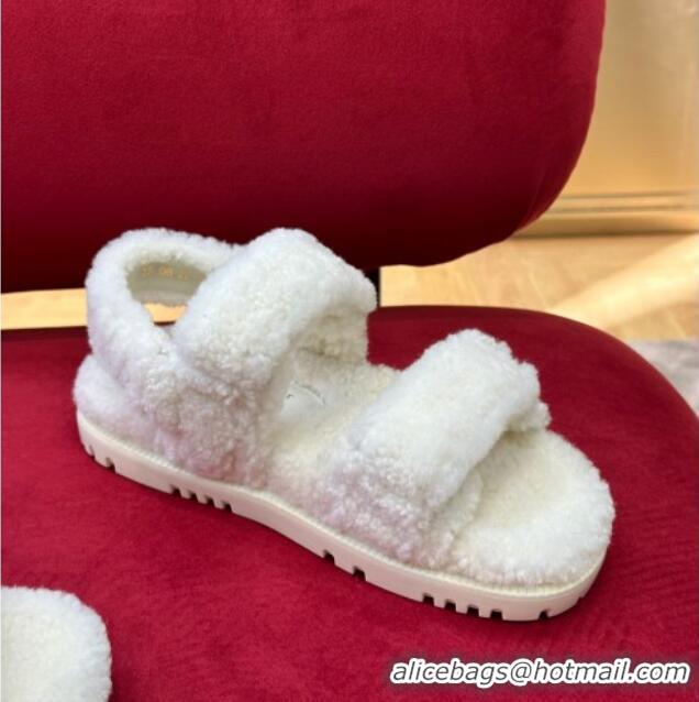 Durable Dior Dioract Shearling Sandals White 110117