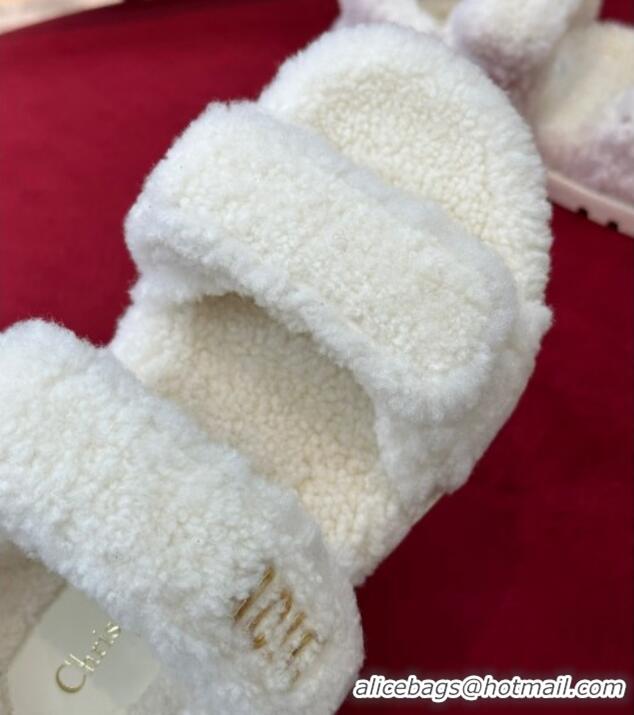 Durable Dior Dioract Shearling Sandals White 110117