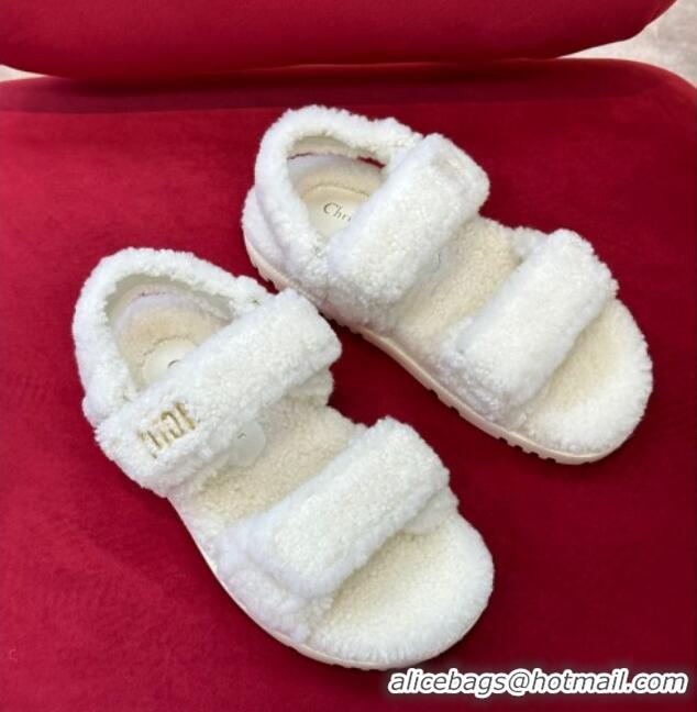 Durable Dior Dioract Shearling Sandals White 110117