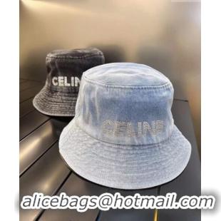 Most Popular Celine Washed Denim Bucket Hat 0512 Blue 2023