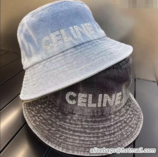 Most Popular Celine Washed Denim Bucket Hat 0512 Blue 2023