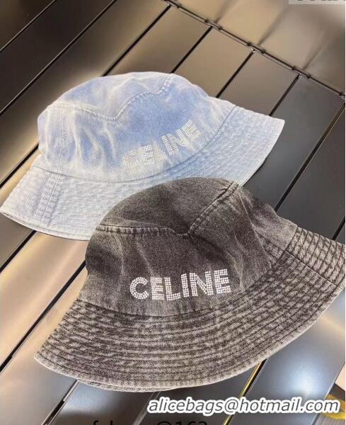 Most Popular Celine Washed Denim Bucket Hat 0512 Blue 2023