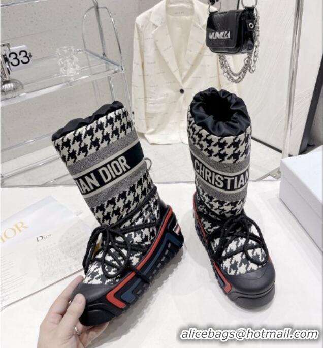 Stylish Dior Dioralps Snow Short Boots in Houndstooth Nylon 110120