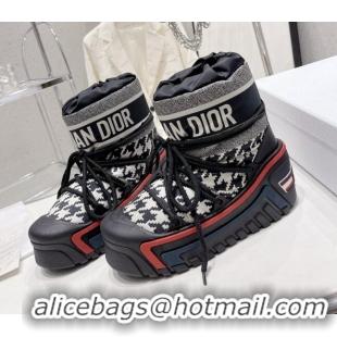 Duplicate Dior Dioralps Snow Ankle Boots in Houndstooth Nylon 110121