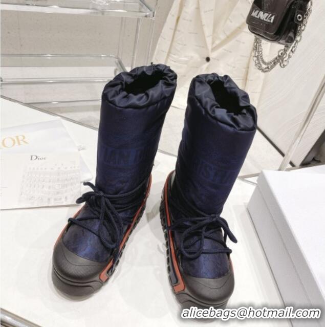 Purchase Dior Dioralps Snow Short Boots in Dark Blue Oblique Shiny Nylon 110122