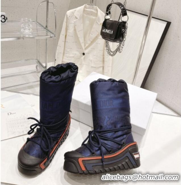 Purchase Dior Dioralps Snow Short Boots in Dark Blue Oblique Shiny Nylon 110122