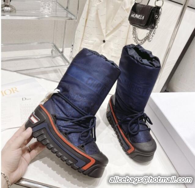 Purchase Dior Dioralps Snow Short Boots in Dark Blue Oblique Shiny Nylon 110122