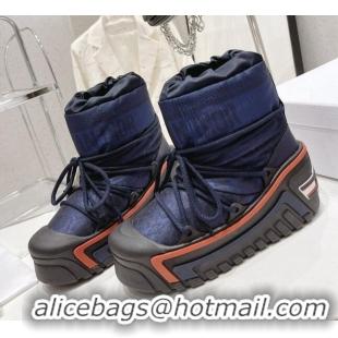 Luxury Dior Dioralps Snow Ankle Boots in Dark Blue Oblique Shiny Nylon 110123