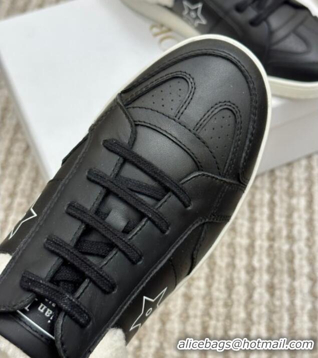 1:1 aaaaa Dior Calfskin and Shearling Star Open Back Sneakers Black 2120191