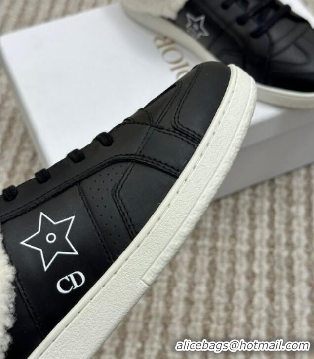 1:1 aaaaa Dior Calfskin and Shearling Star Open Back Sneakers Black 2120191