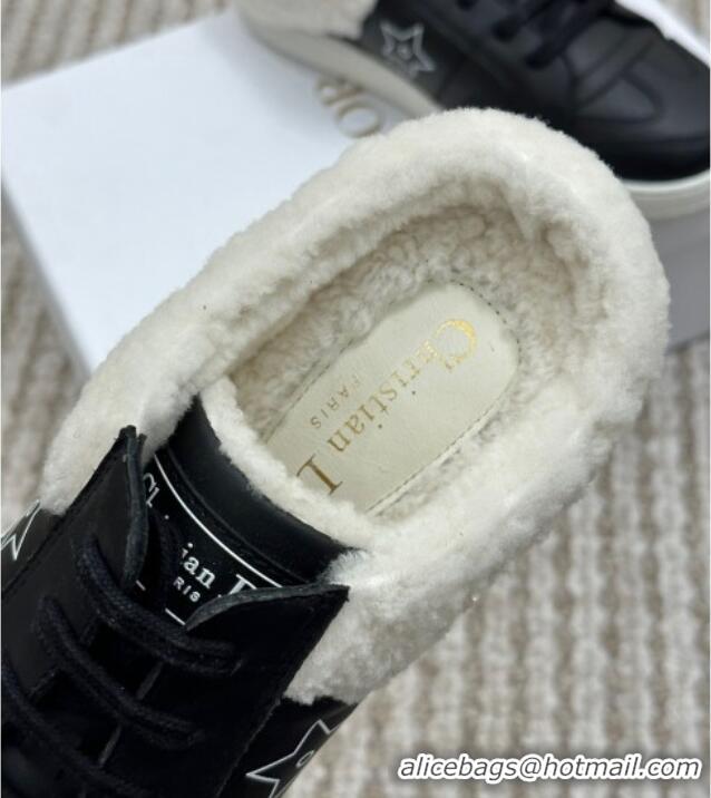 1:1 aaaaa Dior Calfskin and Shearling Star Open Back Sneakers Black 2120191