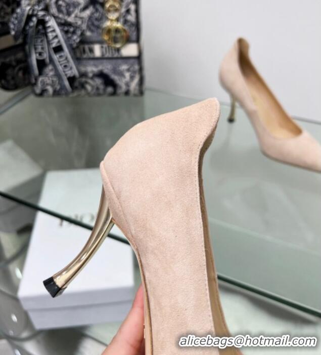 Grade Quality Dior D-Fame Suede Pumps 8cm Nude 120203