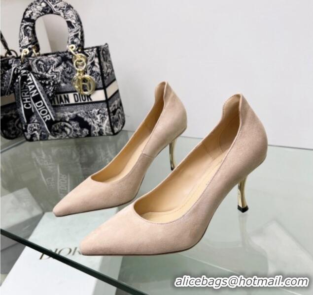 Grade Quality Dior D-Fame Suede Pumps 8cm Nude 120203