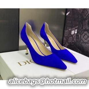 Good Quality Dior D-Fame Suede Pumps 8cm Blue 120204