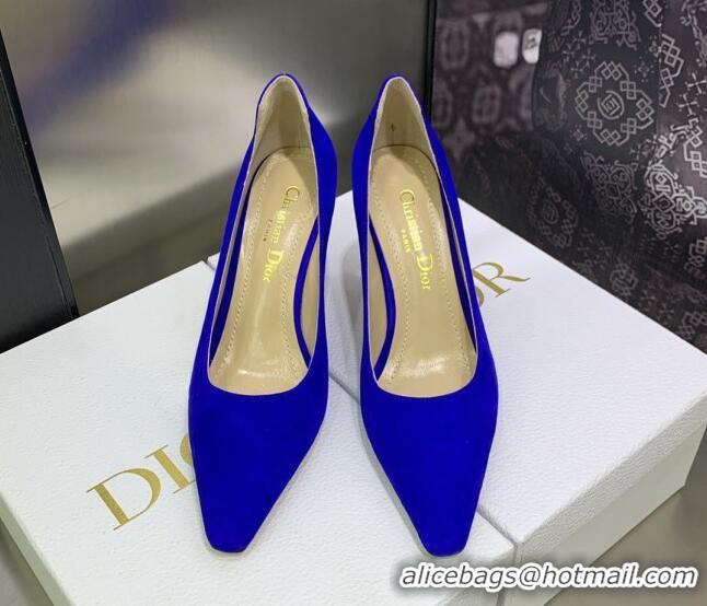 Good Quality Dior D-Fame Suede Pumps 8cm Blue 120204