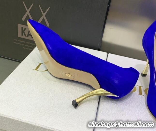 Good Quality Dior D-Fame Suede Pumps 8cm Blue 120204