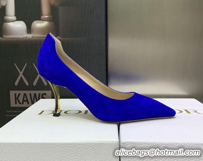 Good Quality Dior D-Fame Suede Pumps 8cm Blue 120204