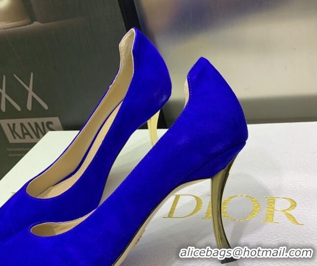 Good Quality Dior D-Fame Suede Pumps 8cm Blue 120204