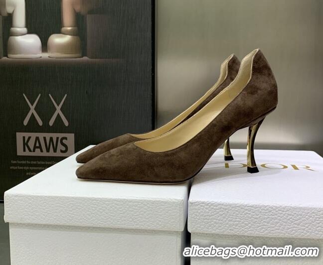 Grade Dior D-Fame Suede Pumps 8cm Dusty Brown 2120205