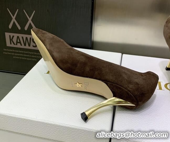 Grade Dior D-Fame Suede Pumps 8cm Dusty Brown 2120205