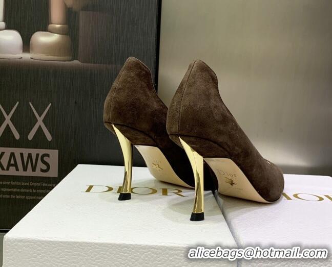 Grade Dior D-Fame Suede Pumps 8cm Dusty Brown 2120205