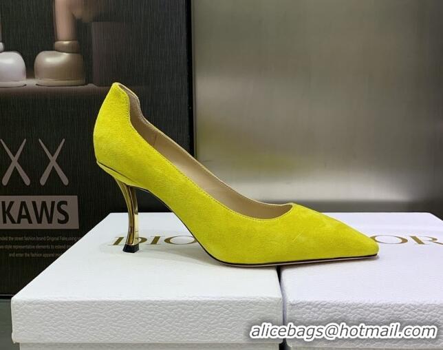 Sumptuous Dior D-Fame Suede Pumps 8cm Yellow 2120206