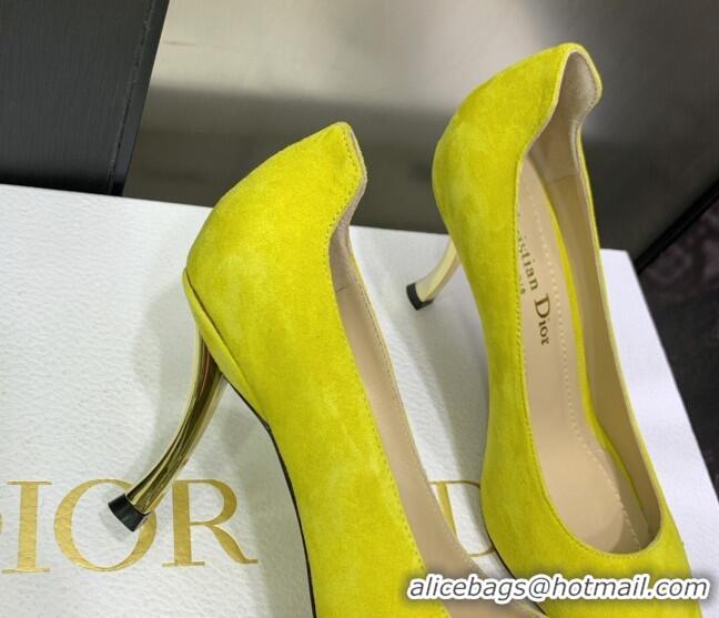 Sumptuous Dior D-Fame Suede Pumps 8cm Yellow 2120206