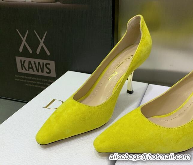 Sumptuous Dior D-Fame Suede Pumps 8cm Yellow 2120206