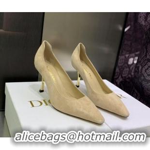 Good Quality Dior D-Fame Suede Pumps 8cm Beige 2120207