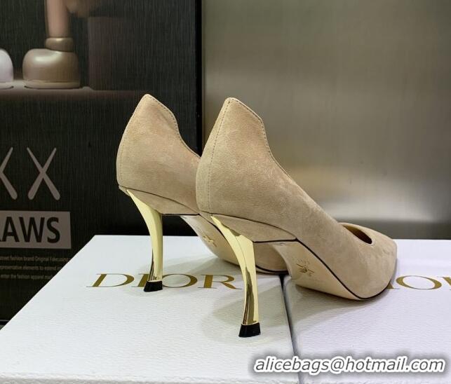 Good Quality Dior D-Fame Suede Pumps 8cm Beige 2120207