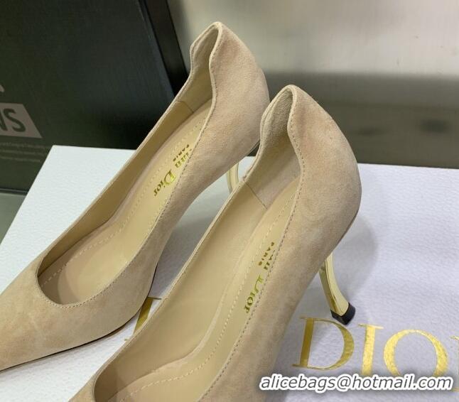 Good Quality Dior D-Fame Suede Pumps 8cm Beige 2120207