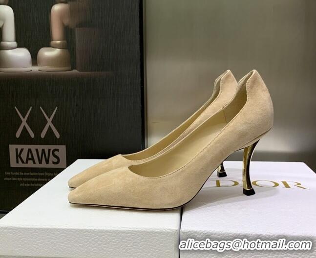 Good Quality Dior D-Fame Suede Pumps 8cm Beige 2120207