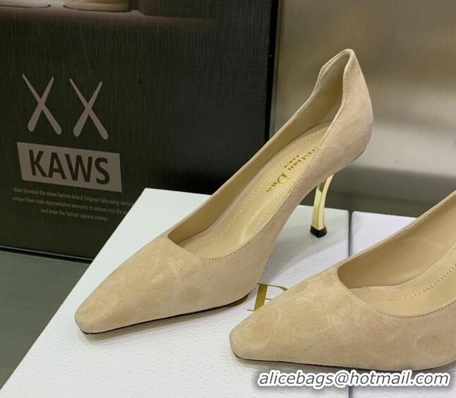 Good Quality Dior D-Fame Suede Pumps 8cm Beige 2120207