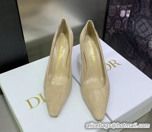 Good Quality Dior D-Fame Suede Pumps 8cm Beige 2120207