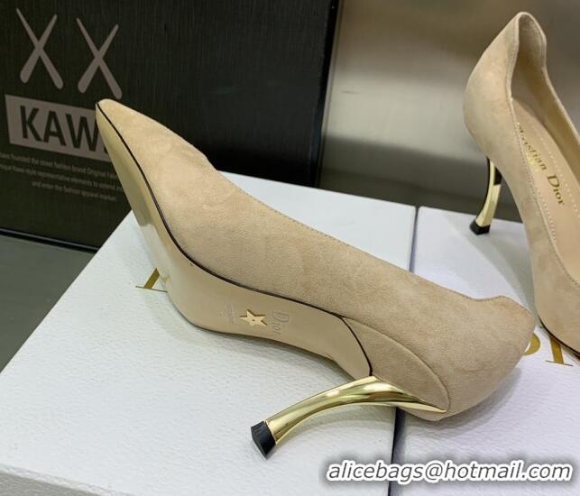 Good Quality Dior D-Fame Suede Pumps 8cm Beige 2120207