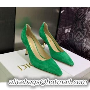 Luxury Discount Dior D-Fame Suede Pumps 8cm Green 120208