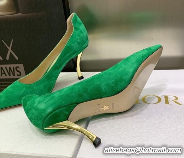 Luxury Discount Dior D-Fame Suede Pumps 8cm Green 120208