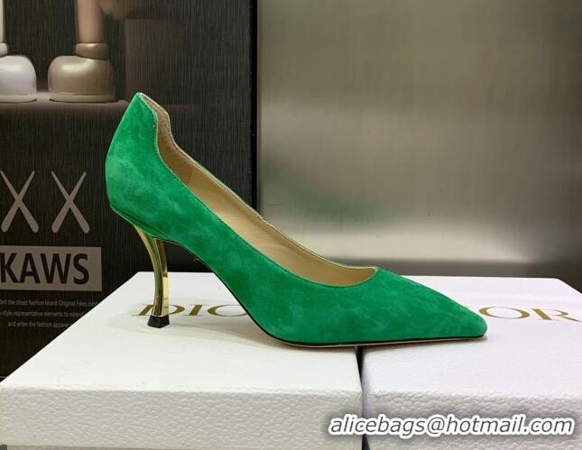 Luxury Discount Dior D-Fame Suede Pumps 8cm Green 120208