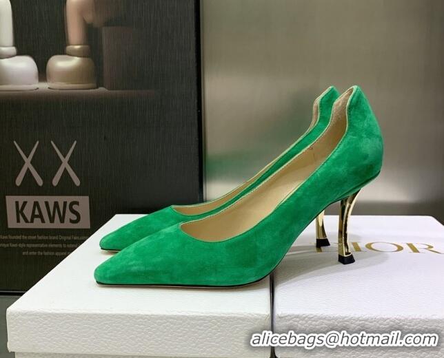 Luxury Discount Dior D-Fame Suede Pumps 8cm Green 120208