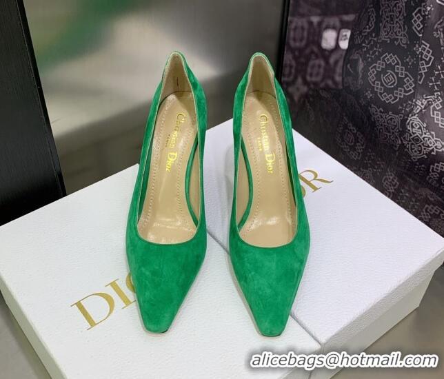 Luxury Discount Dior D-Fame Suede Pumps 8cm Green 120208