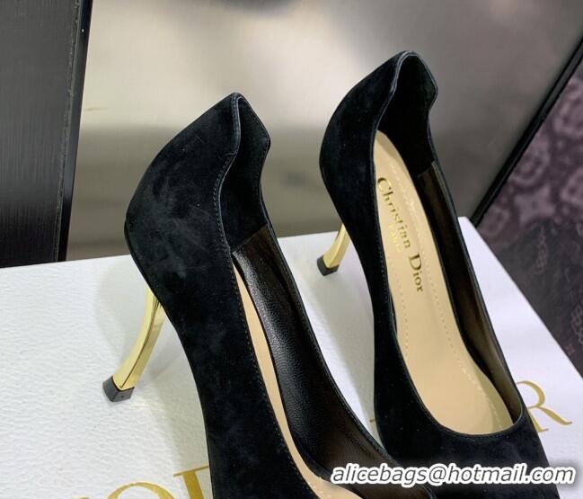 Shop Duplicate Luxury Dior D-Fame Suede Pumps 8cm Black 2120209