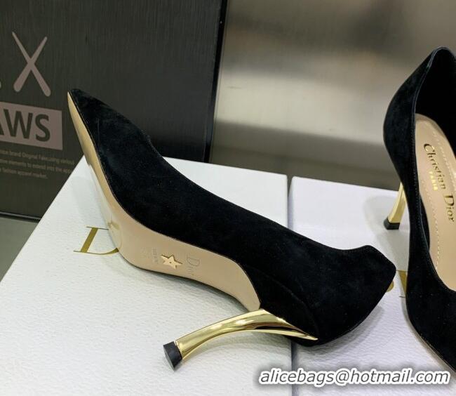 Shop Duplicate Luxury Dior D-Fame Suede Pumps 8cm Black 2120209