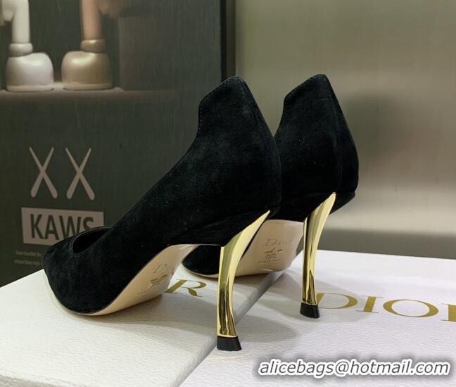 Shop Duplicate Luxury Dior D-Fame Suede Pumps 8cm Black 2120209