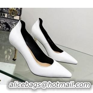 Luxury Dior D-Fame Calfskin Pumps 8cm Snow White 20211