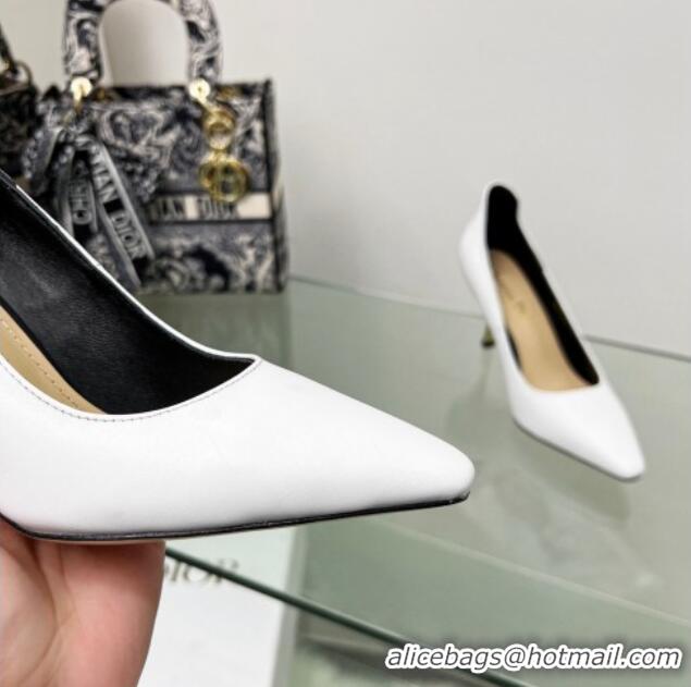 Luxury Dior D-Fame Calfskin Pumps 8cm Snow White 20211